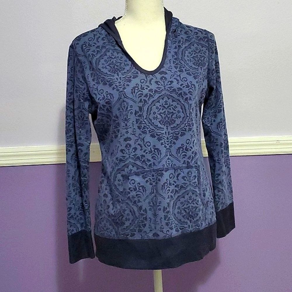 Danskin Now Y2K Blue & Navy Medallion Reversible Hoodie Athleisure Lounging M